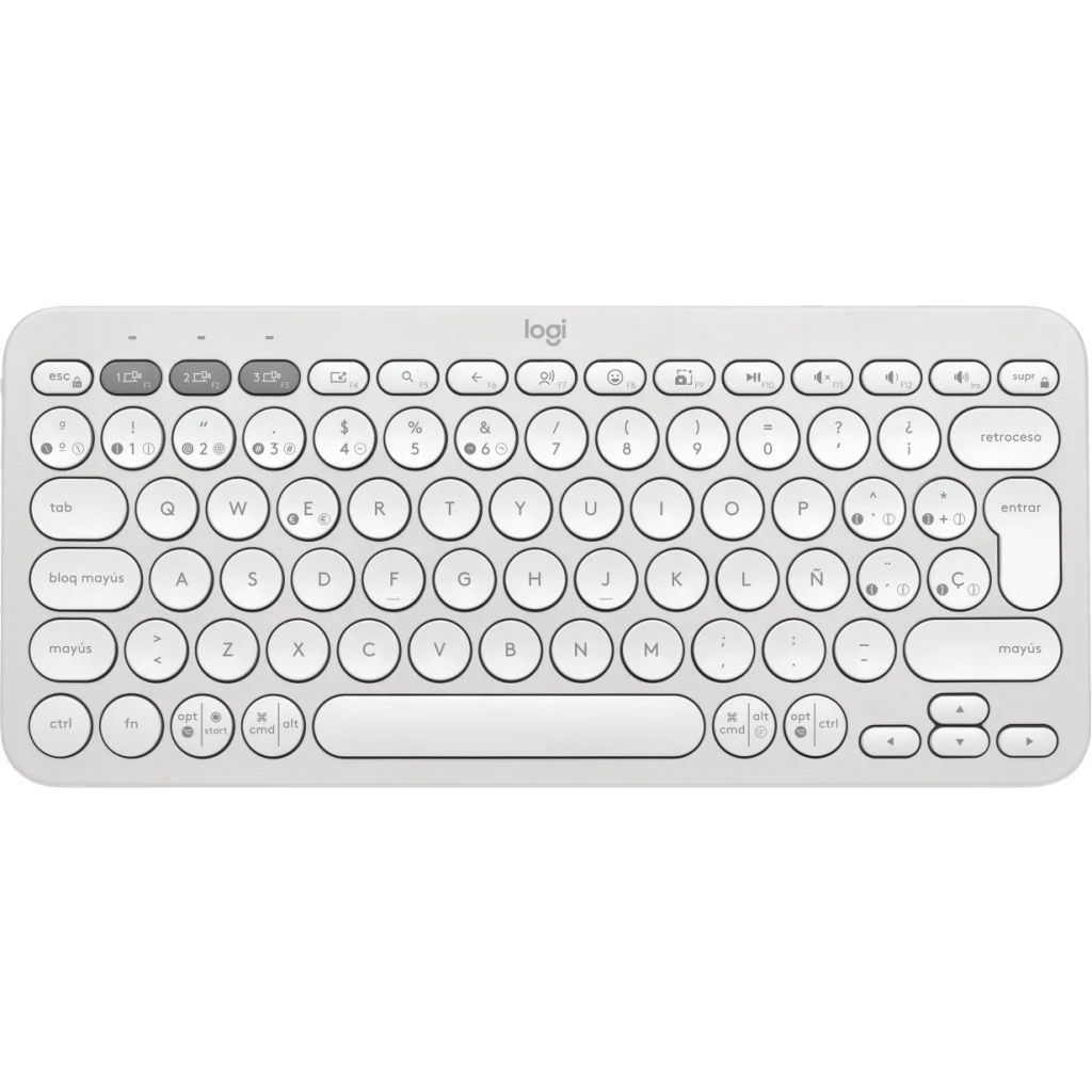 Teclado Inalámbrico Logitech Pebble Keys 2 K380S Bluetooth Dongle USB Blanco