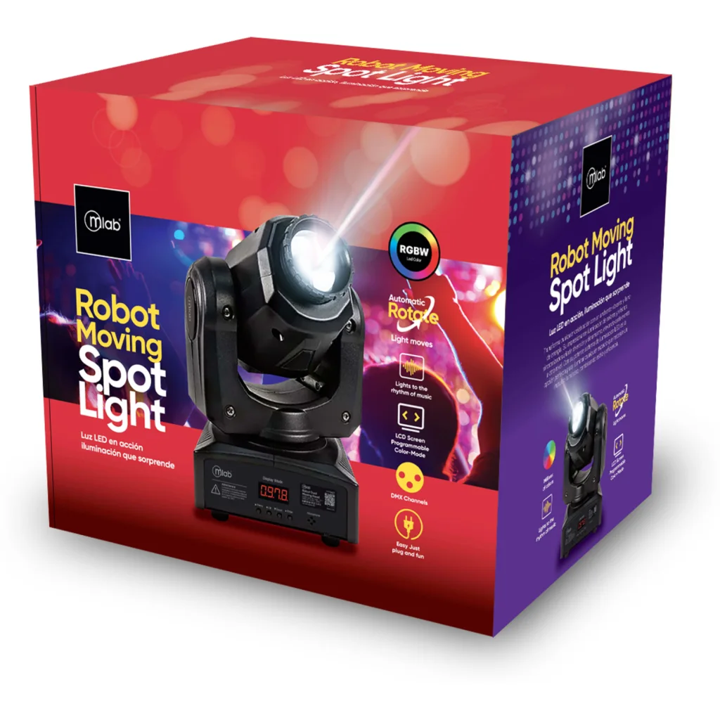 Imagen 2 de MLAB LUZ FIESTA ROBOT MOVING HEAD SPOT LIGHT 1 LED CREE 12W MIC MUSIC RGBW