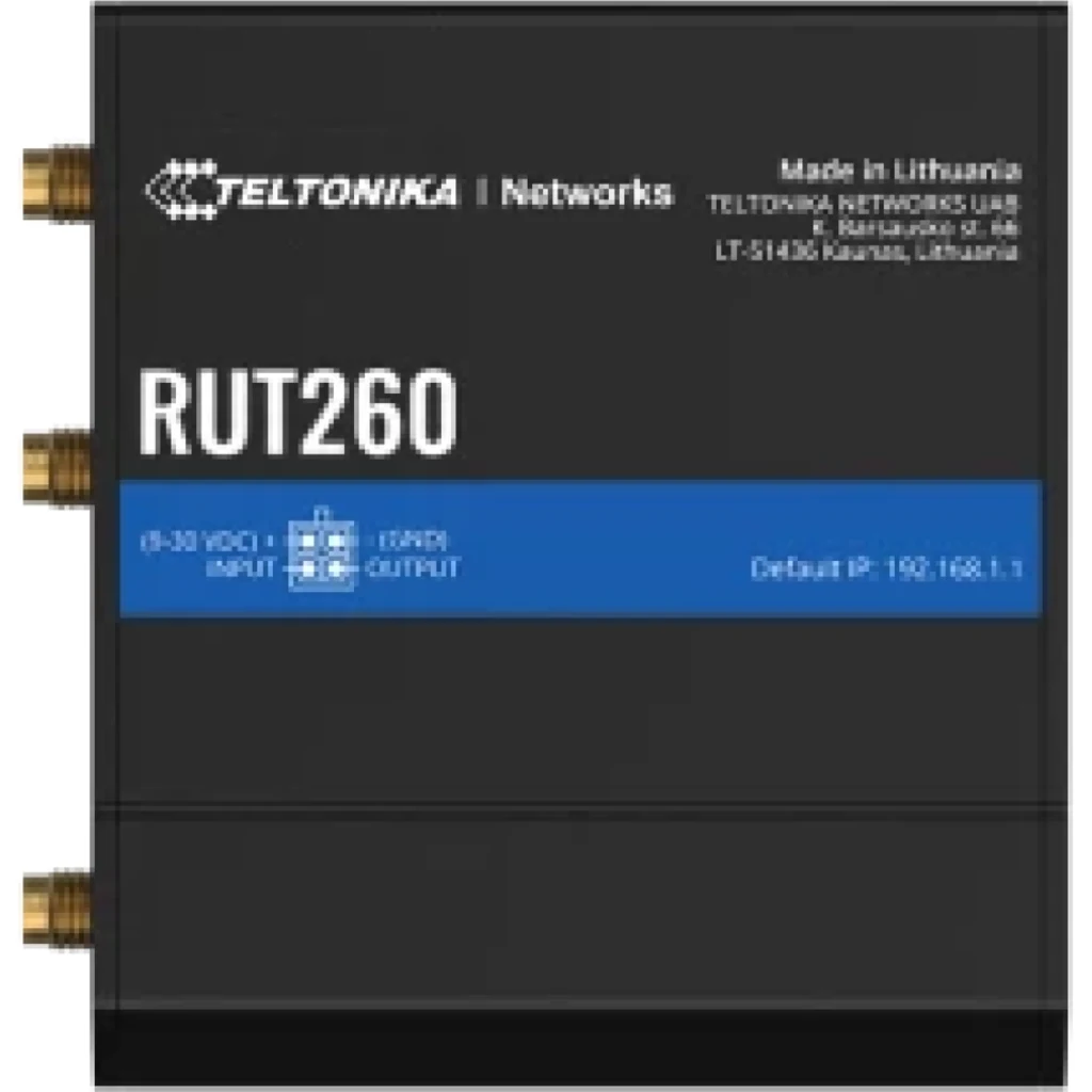 Teltonika Router industrial LTE Cat6 con WAN Ethernet y funciones avanzadas de seguridad y VPN.