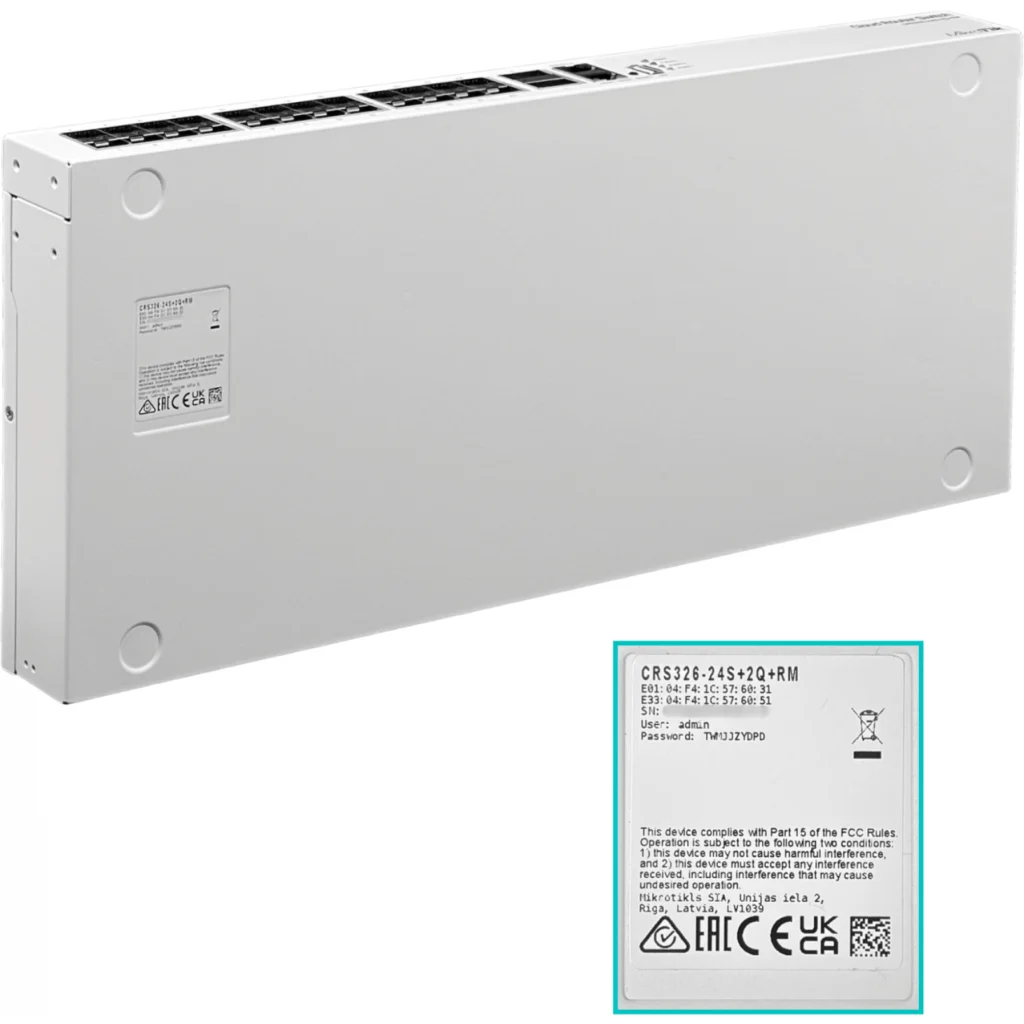 Imagen 1 de MIKROTIK Cloud Router Switch 326-24S+2Q+RM with RouterOS L5, 1U rackmount enclosure