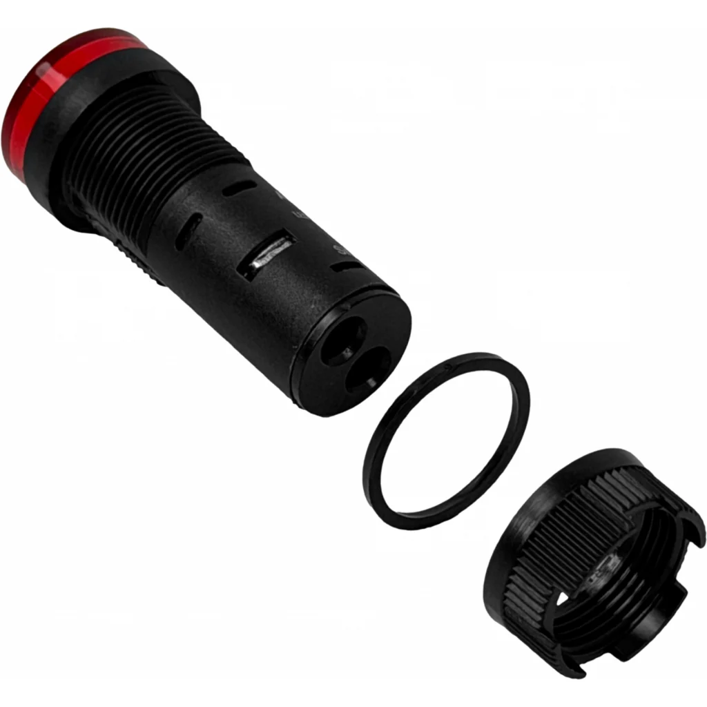 Imagen 2 de Rojo Luz Piloto LED 220VAC 15mm-diametro 19mm-cabeza 45mm-altura