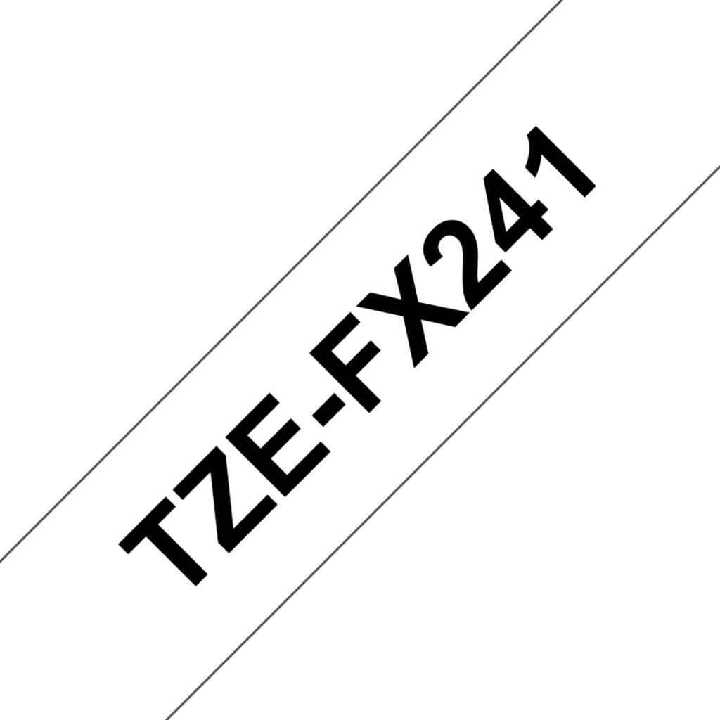 Cinta Laminada Flexible Brother TZE-FX241 Texto Negro sobre Fondo Blanco 18mm*8m