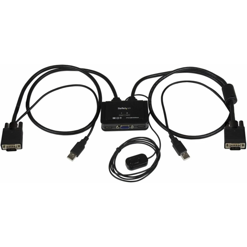 StarTech.com Switch Conmutador KVM de Cable con 2 Puertos VGA USB Alimentado por USB con Interruptor Remoto - Conmutador KVM - 2 x KVM port(s) - 1 usuario local - sobremesa