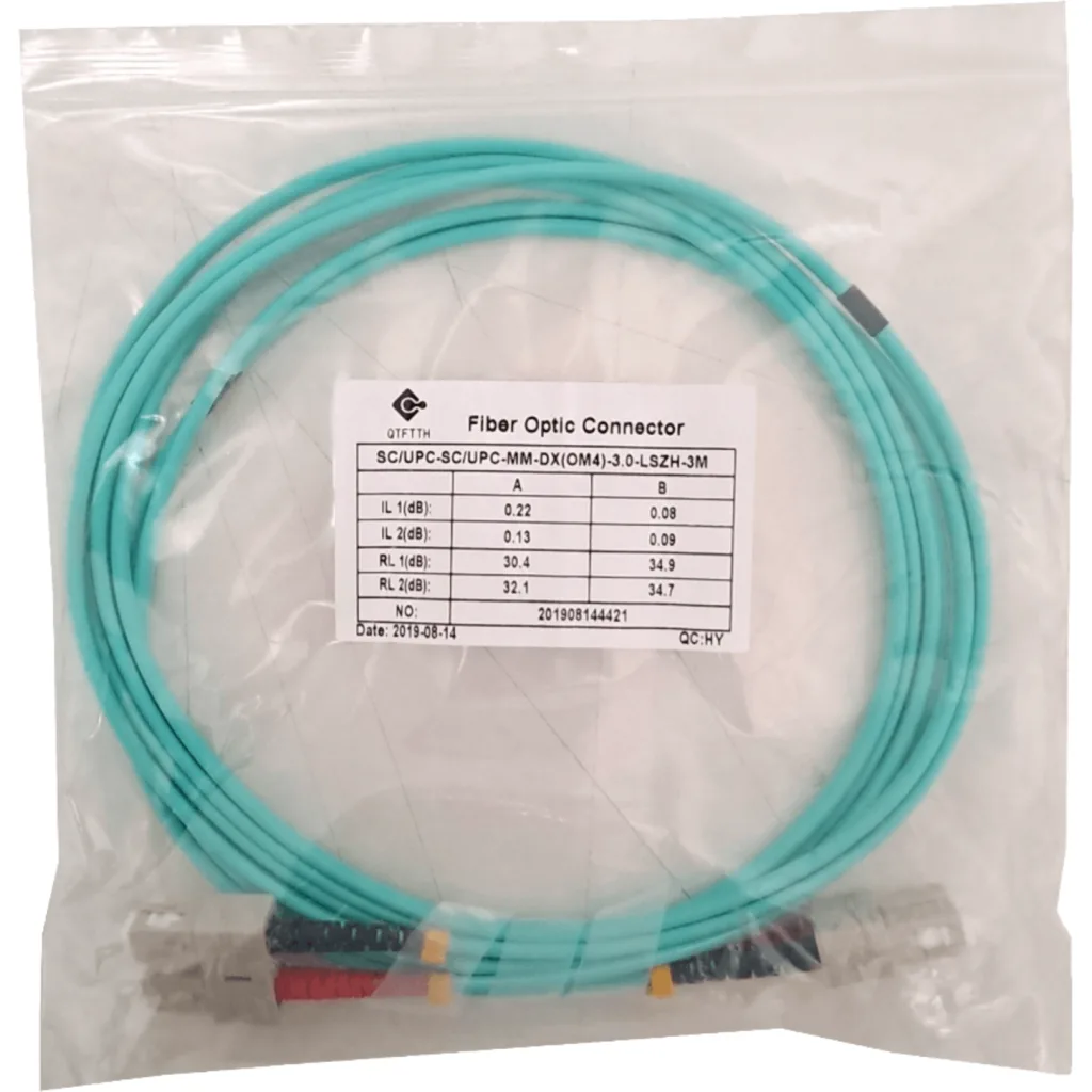 LSZH 3mt SC-SC OM4 MultiModo MM Duplex Jumper Fibra 50/125um 3,0mm