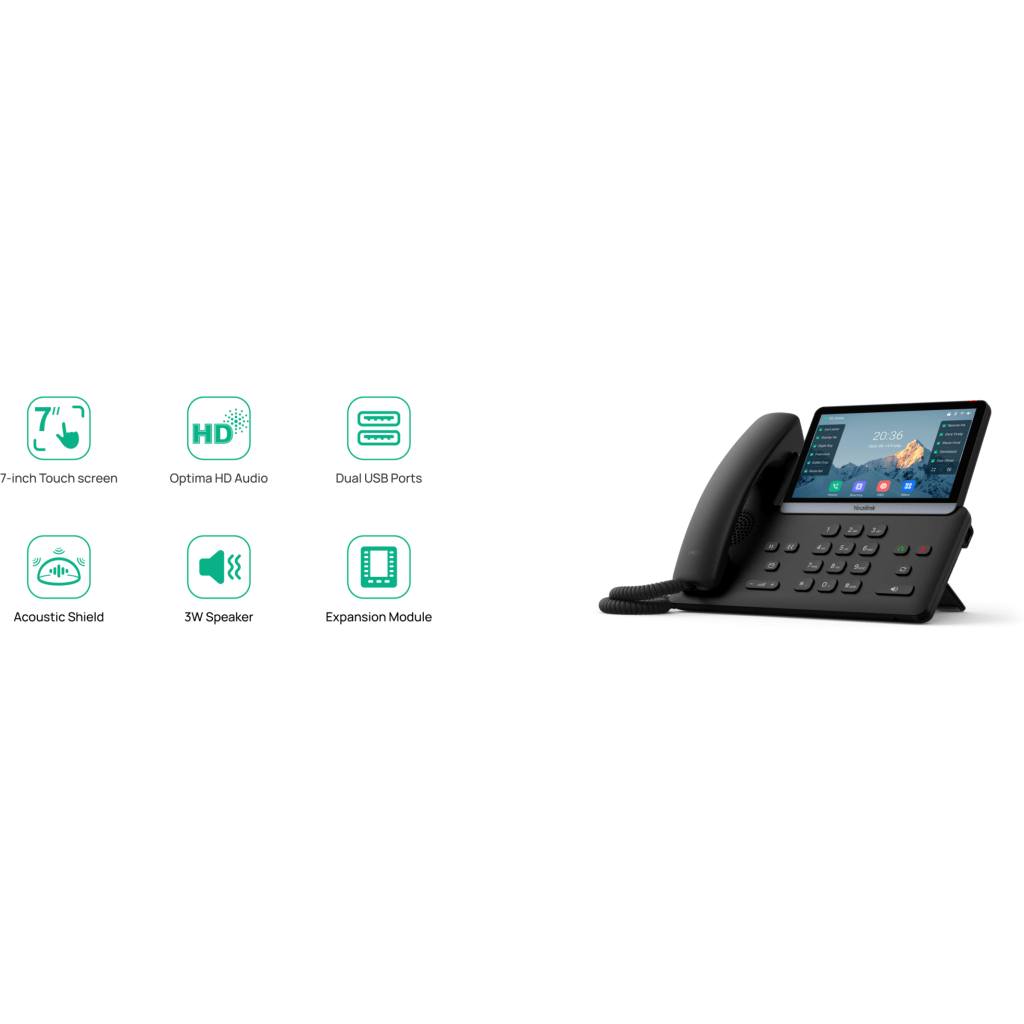 "Telefono IP avanzado pantalla tactil a color de 7"" audio HD cancelacion de rui