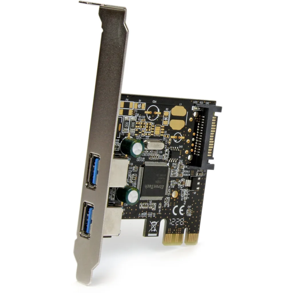 Imagen 1 de Tarjeta Controlado 2 Puertos USB 3.0 Bus PCIe x1 Alimen. SATA Power - StarTech