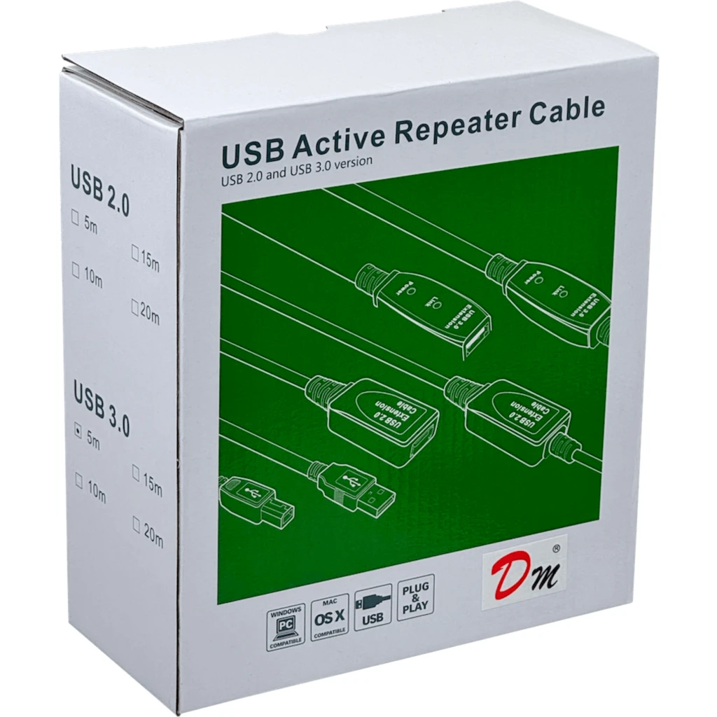 Imagen 2 de Cable Extensión USB 3.0 Tipo-A M/H Activo 5mt Color Negro - Genérico
