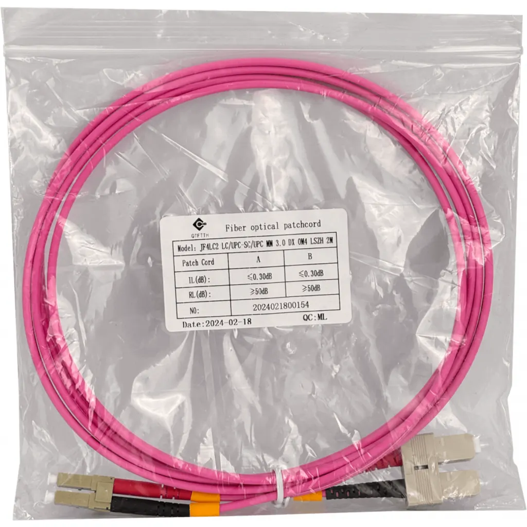 Imagen 1 de LSZH 2mt LC-SC OM4 MultiModo MM Duplex Jumper Fibra 50/125um 3,0mm