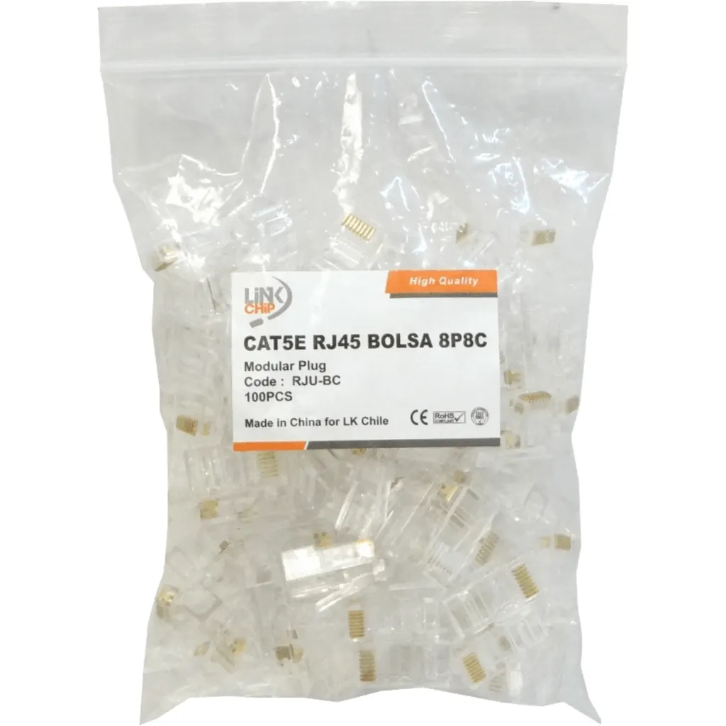 Conector RJ-45 CAT5e Unifilar Bolsa 100 Conectores Crimpeables