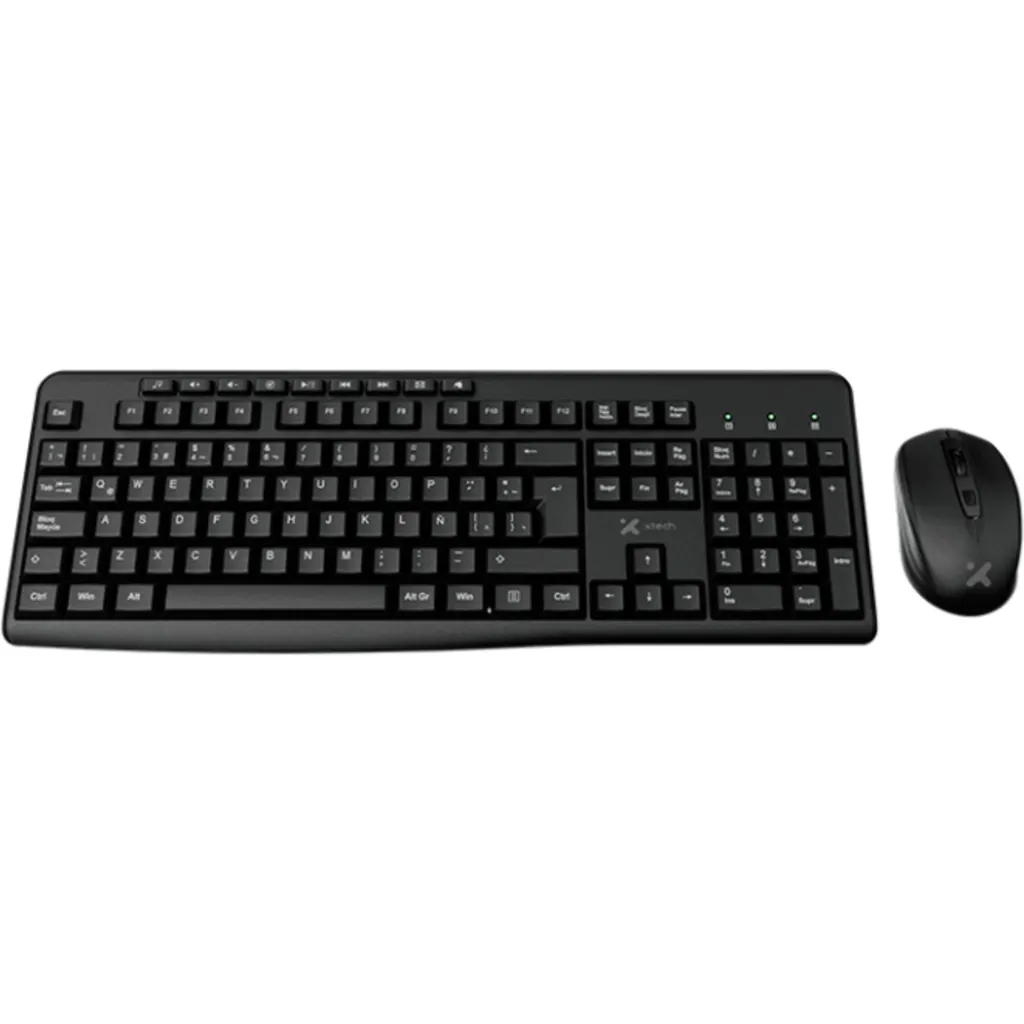 Xtech - Keyboard and mouse set - Wireless - Spanish - USB - Black - 2.4 GHz - Black XTK-311S