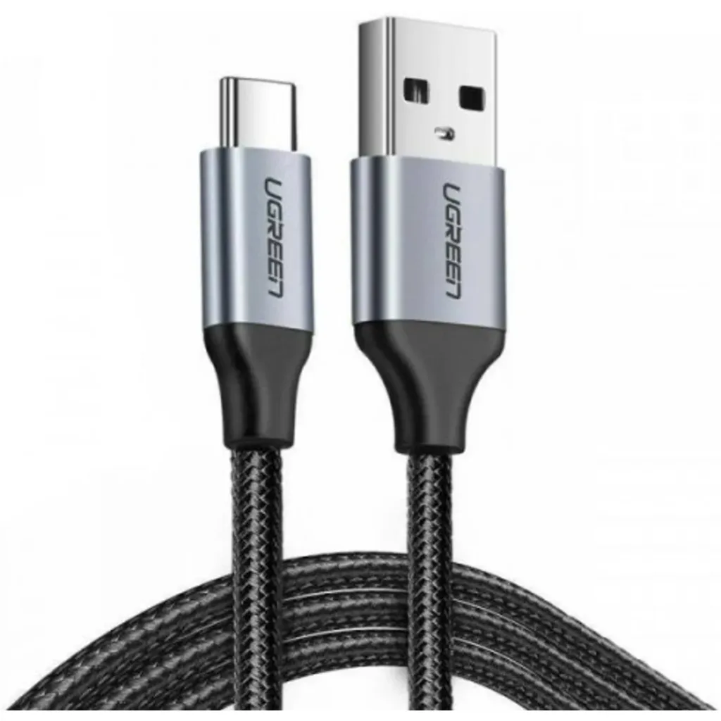US288-W(1M). Cable USB A 2.0 a USB-C Negro 1 Metro UGREEN. Cable niquel trenzado de aluminio