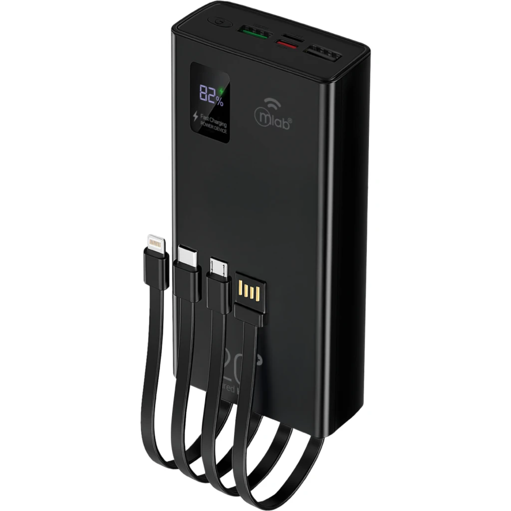 MLAB POWERBANK RAPIDO 20.000mAh / 22.5W CARGADOR PORTATIL WIRED HUGE ENERGY BLAC