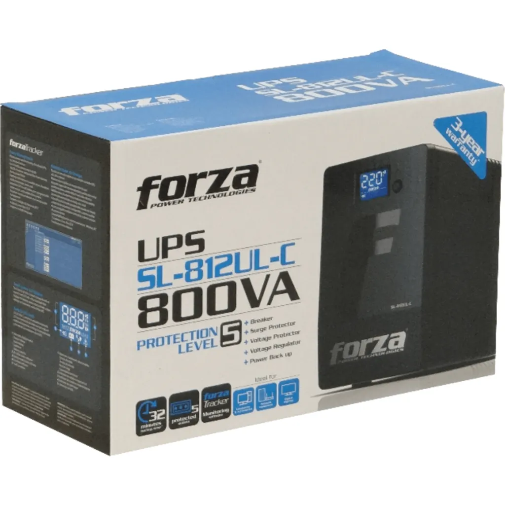 Imagen 2 de UPS Forza SL-812UL-C Smart UPS 800VA/480W 220V 4-Italian 1-IEC