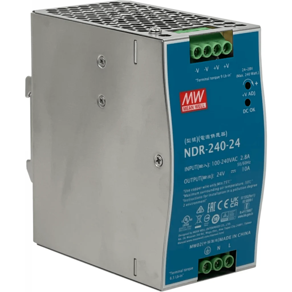 MEANWELL 24VDC 240W 10A ajust/24-28V Ancho-63mm Riel-DIN Fuente Poder