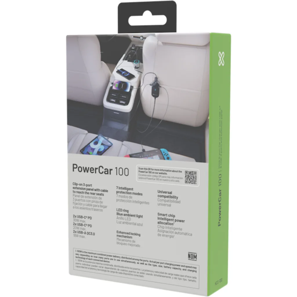 Imagen 8 de Klip Xtreme KCC-100 - Car power adapter - 100 Watt - 4x 24pin USB-C / 2x 9pin USB-A - Cellular phone / Tablet - Car - Para Smartphones, tablets, small devices