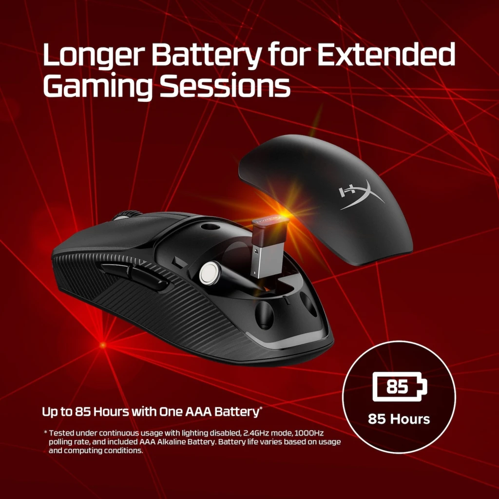 Imagen 8 de Mouse Gamer Inalambrico HyperX Pulsefire Fuse, 12000 DPI, BT, 2.4GHz, 75G.