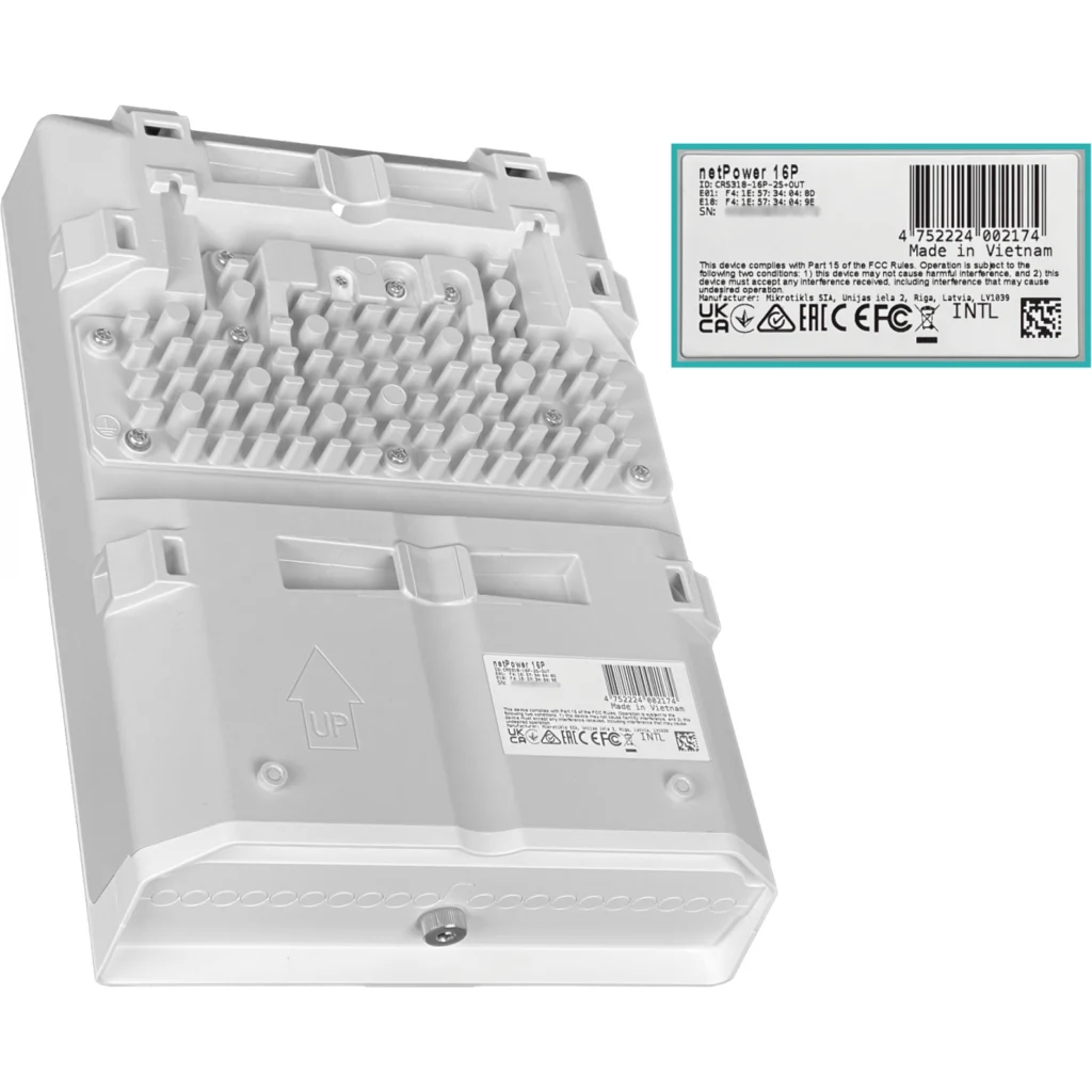 Imagen 2 de MIKROTIK 16-1000PoE++ 2-SFP+10G L5 req-18-57V Switch CRS318-16P-2S+OUT