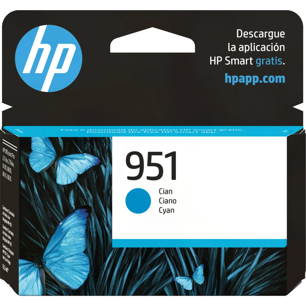 Imagen 0 de Cartucho de Tinta HP 951 Cyan aprox. 700 pág. 8.5ml p/HP Of.Jet 8600-Pro 8100