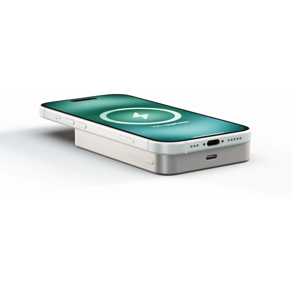 Imagen 2 de Bateria 10.000 mAh carga magnetica 15W Qi2 Zens Blanca