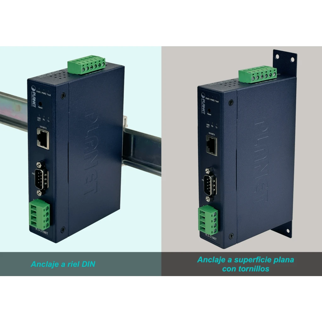 Imagen 1 de PLANET industrial 1-100 1-DB9 RS232 RS485/422 req12-48V SerialEthernet