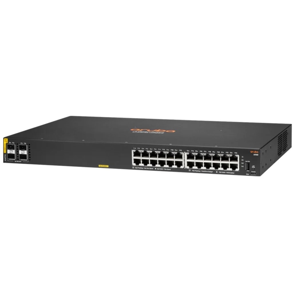 Switch Aruba 6100 CL4 4SFP+ SWCH   POE+ 370W L2  1/10GBE 