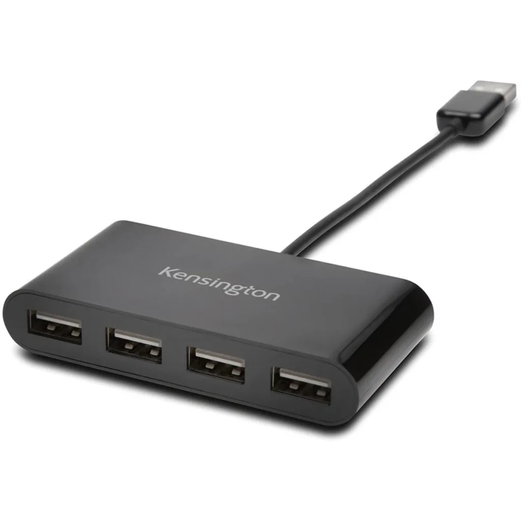 Mini Hub Kensington 4 Puertos USB 2.0 Compacto y Liviano Color Negro