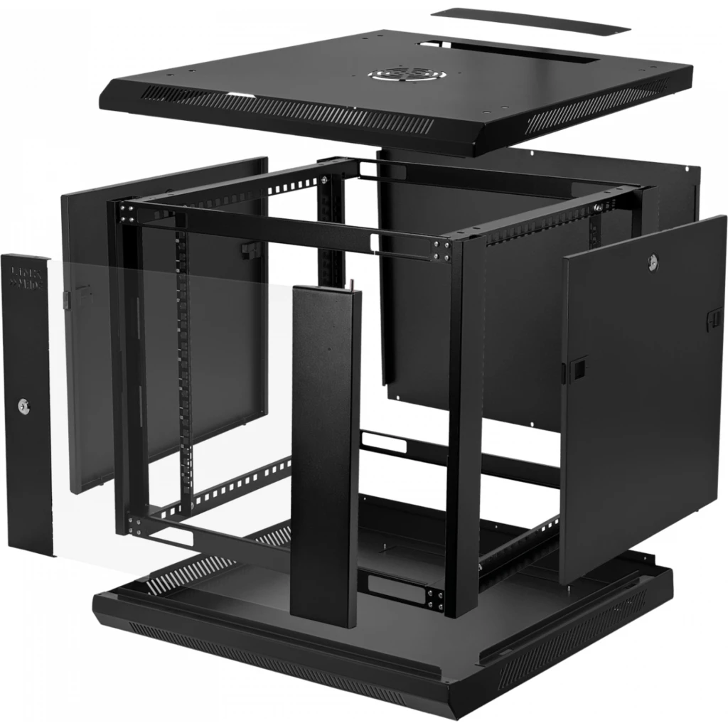 Imagen 6 de Gabinete Muro LINKMADE RK09-6LD, 9U 60cm fondo, Color Negro (DESARMADO)