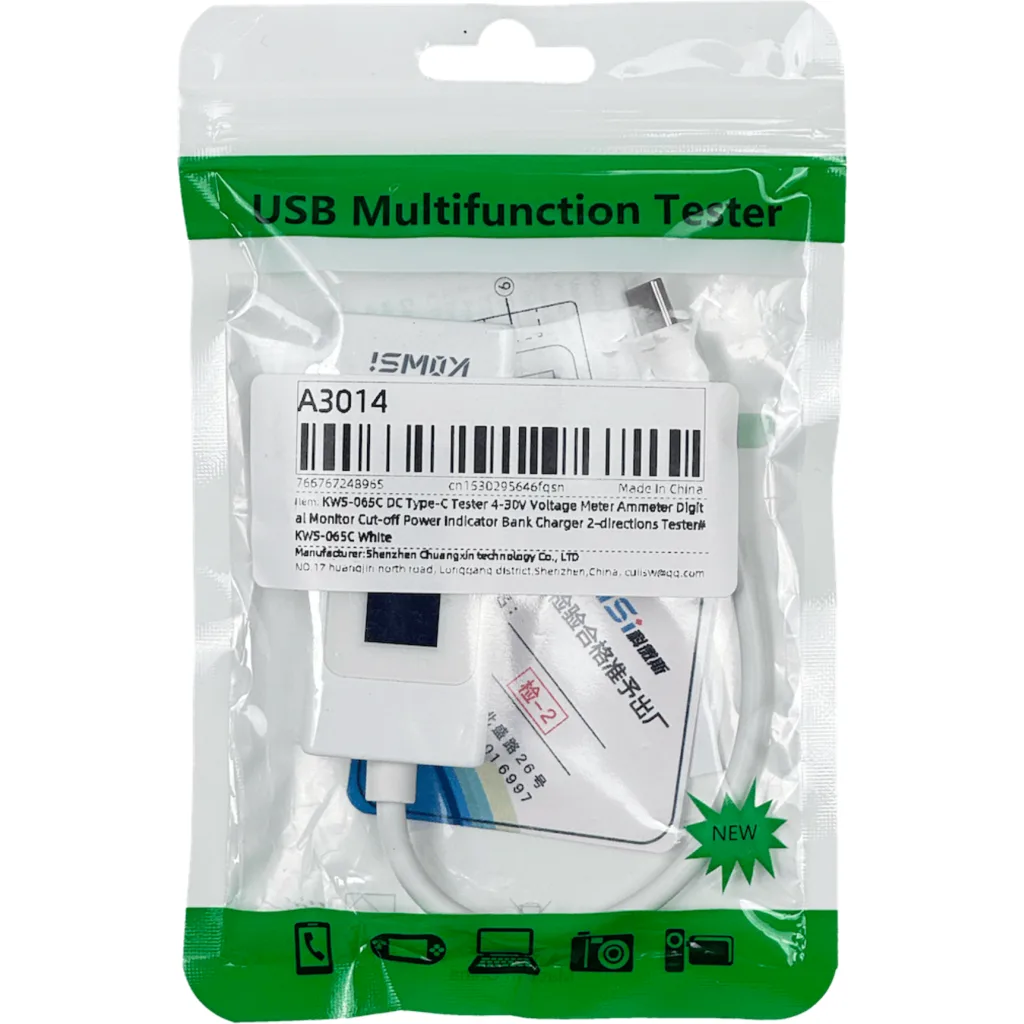 Tester Digital USB-C 4-30VDC 0-6,5Amper 0-195Wats