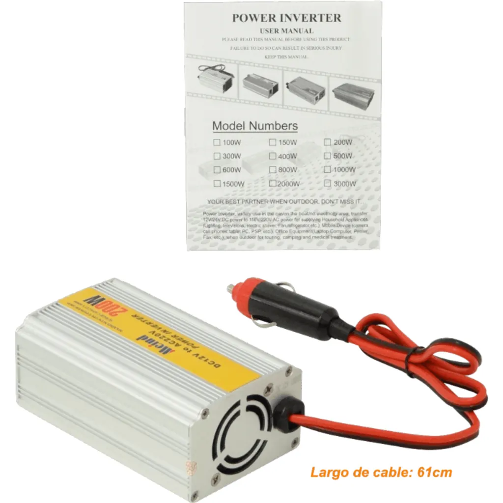 MEIND 200W 24/12VDC-in 220V-out 5V-USB-AH inversor Plug-Auto