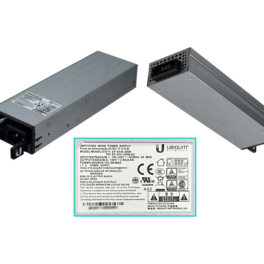 Imagen 3 de UISP EP-54V-150W UBIQUITI 1U-Rack Fuente Poder 54VDC 150W/300W 1-100-LAN EdgePower