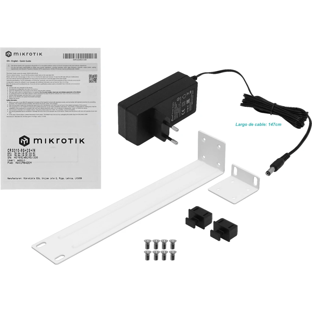 Switch MikroTik CRS310-8G+2S+IN 8x 2.5G + 2x SFP+ 10G USB Rack RouterOS L5
