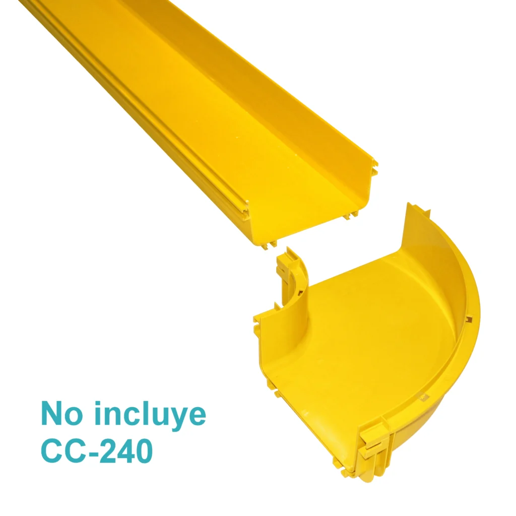 240x100mm Angulo 90o Plano Amarilla PC+ABS LSZH Hembra req/CC240