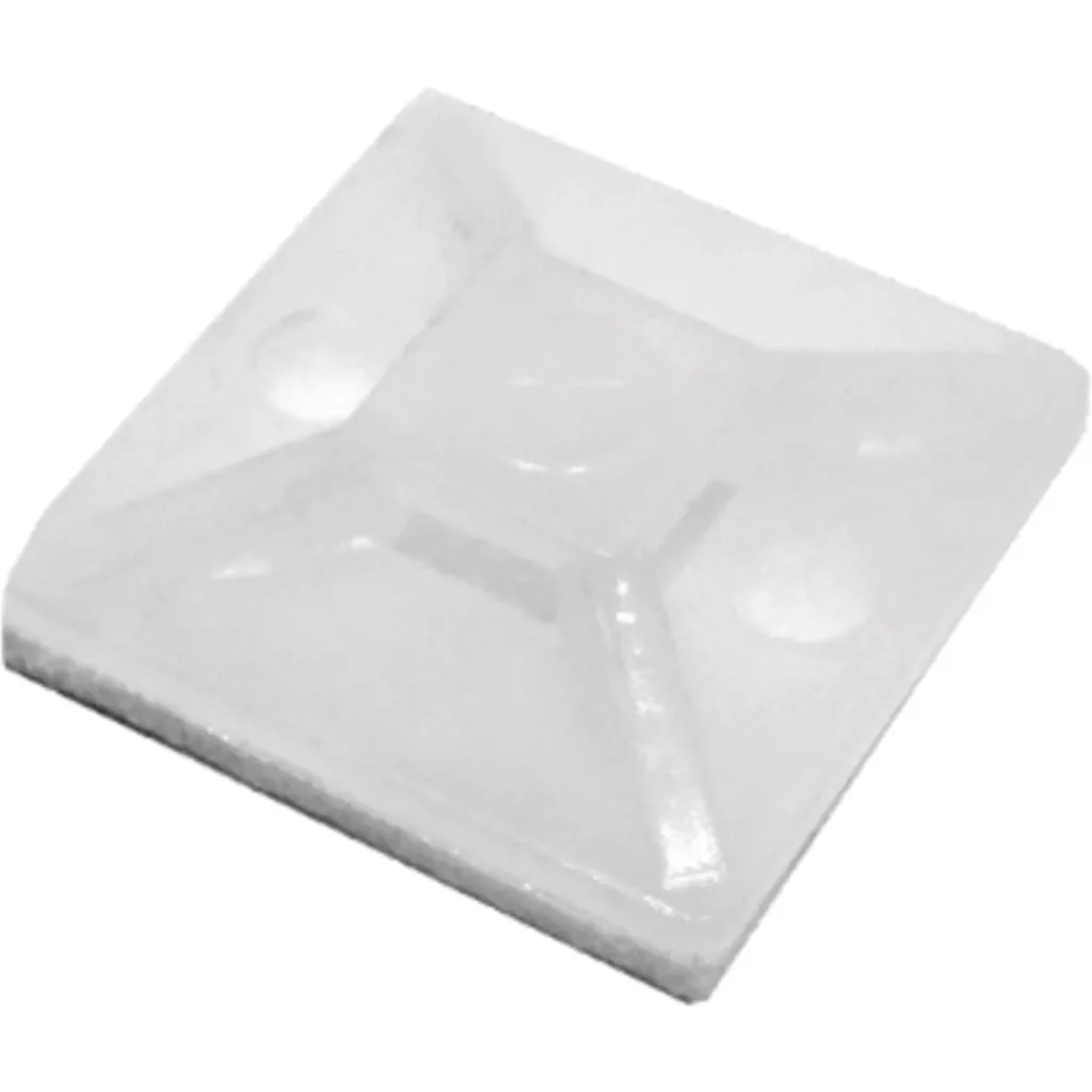 Imagen 1 de 100-un 2x2cm Fijacion Autoadhesiva Base Blanca p/Amarra 4mm
