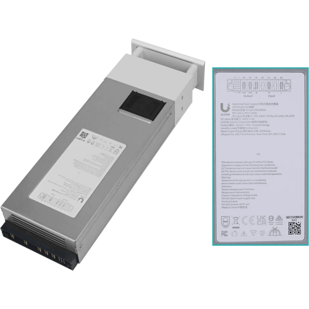 Imagen 2 de UniFi PSU-UDW UBIQUITI Fuente de poder Redundante 54,8VDC 10A 550W Requiere-UDW