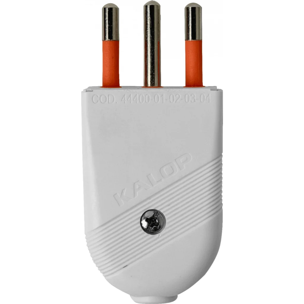 KALOP 2P+T Blanco 10A SEC-60477 Enchufe Macho Volante c/Tierra KL44404