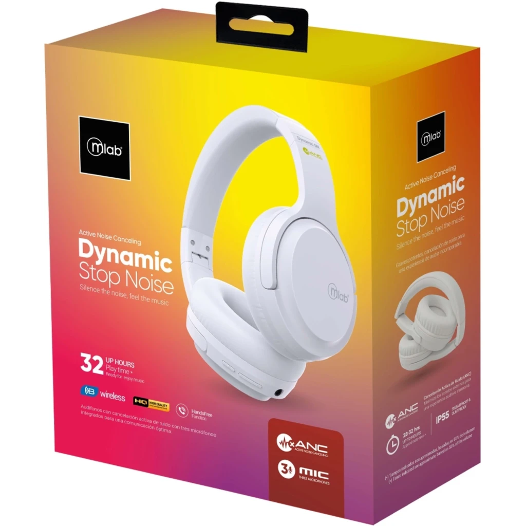 Imagen 3 de MLAB AUDIFONO ANC BLUETOOTH TYPE C DYNAMIC STOP NOISE WHITE