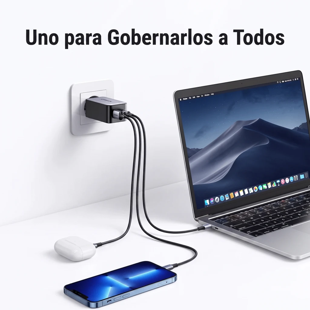 Imagen 5 de Cargador Rapido UGREEN Nexode 65W GaN 3 puertos 2x USB-C 1xUSB-A