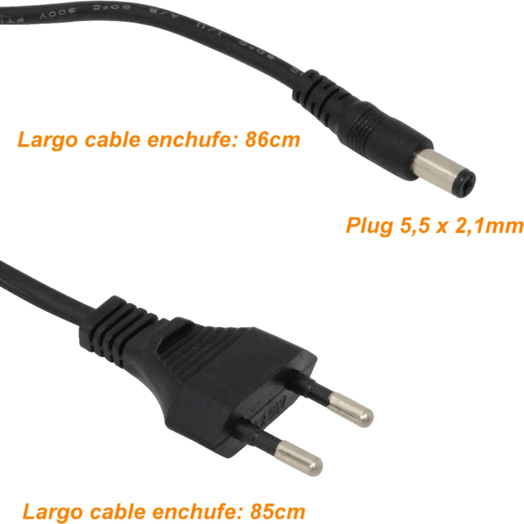 Imagen 1 de Plug-5,5x2,1mm 12V 4A 48W Switching Plastica Interior Fuente de Poder