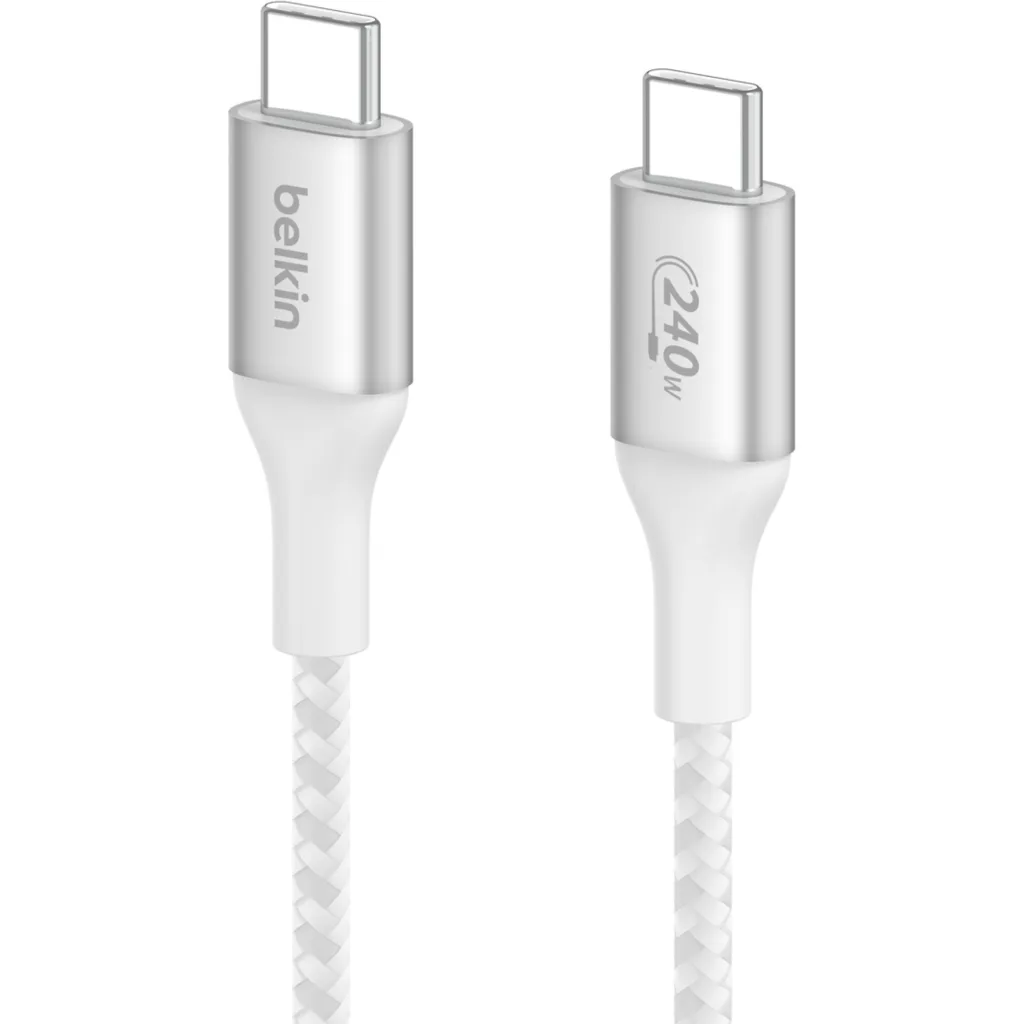 Imagen 2 de Cable USB-C a USB-C 240W de 2.0 Mt trenzado Belkin blanco