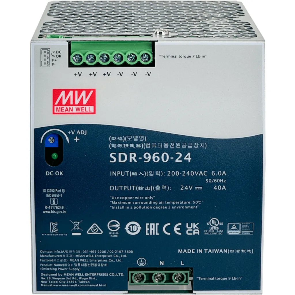 MEANWELL 24VDC 960W 40A Ajustable Ancho-110mm Riel-DIN Fuente-Poder