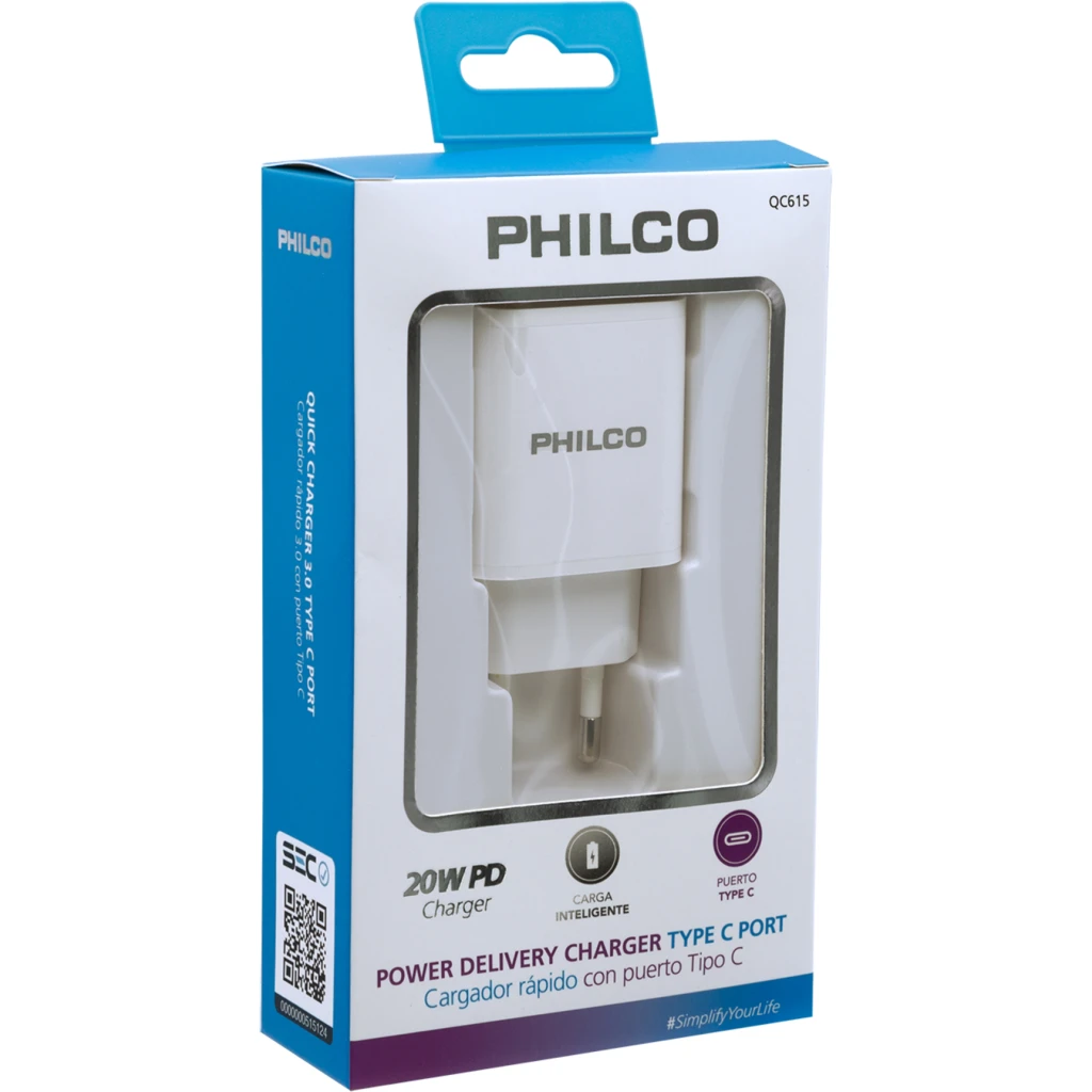 Imagen 2 de Cargador Celular USB-C 20W Sin Cable - Philco QC615