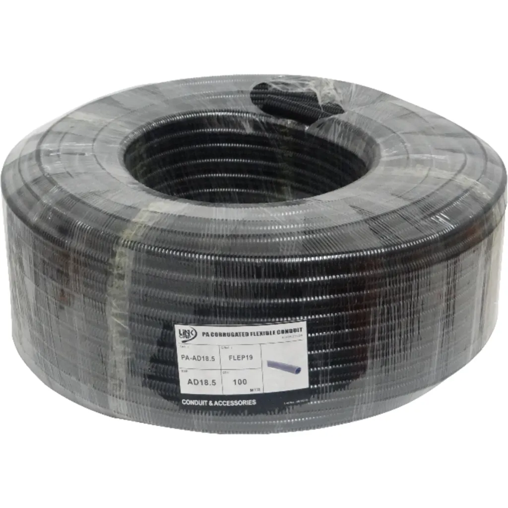 19mm Rollo-100mts 15mm-in Conduit Flexible Plastico Corrugado Negro PA