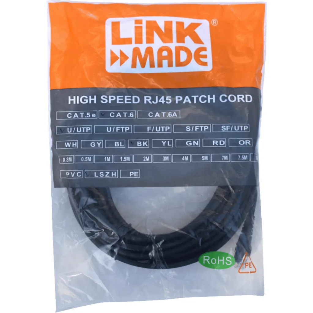 Imagen 2 de Cable de Red Linkmade CAT6 LSZH Inyectado 10mts Negro