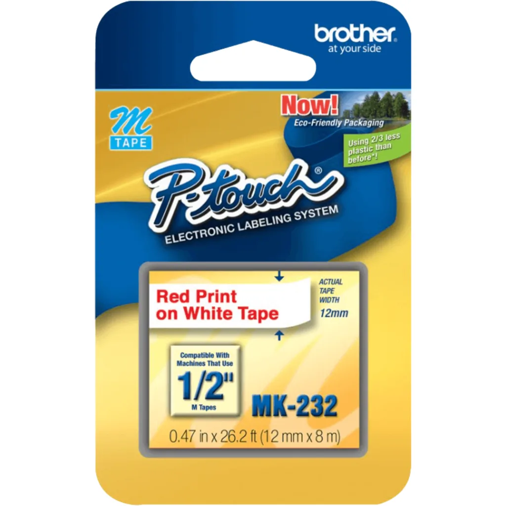Imagen 1 de Catridge BROTHER MK232 12mm Rojo sobre Blanco para PT80/PT90