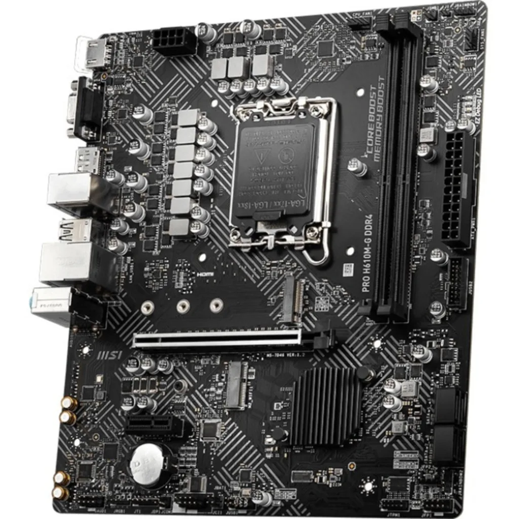 Imagen 2 de Tarjeta Madre MSI PRO H610M-G DDR4 LGA1700 12°G 2*DDR4 M.2 DP HDMI VGA PS2 mATX