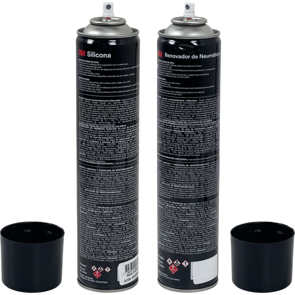 Imagen 2 de 3M Kit Limpieza Spray-480ml Silicona y Renovador de Neumatico