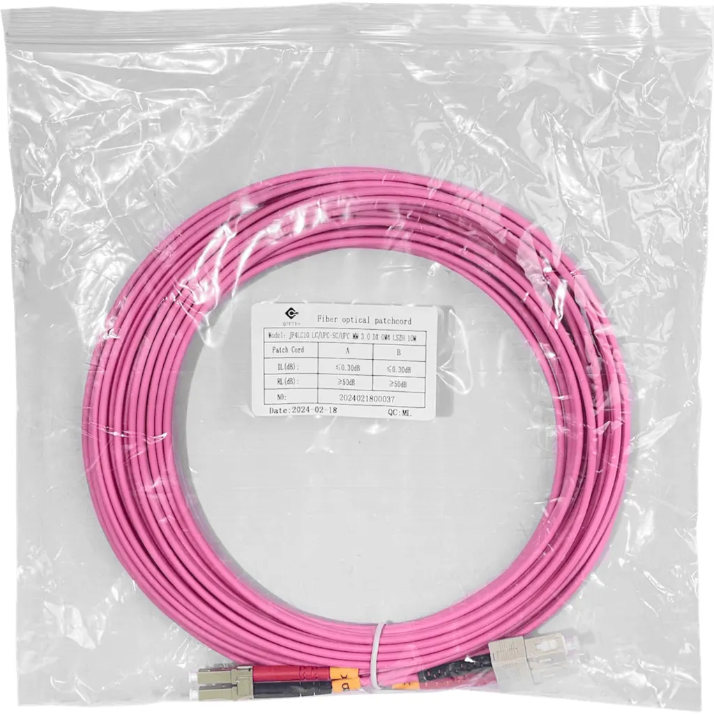 Imagen 1 de LSZH 10mt LC-SC OM4 MultiModo MM Duplex Jumper Fibra 50/125um 3mm