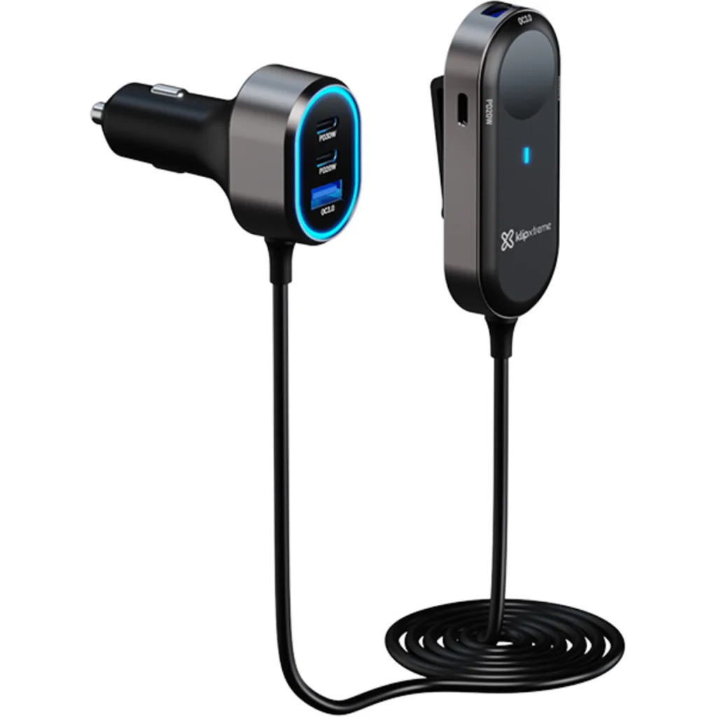 Klip Xtreme KCC-100 - Car power adapter - 100 Watt - 4x 24pin USB-C / 2x 9pin USB-A - Cellular phone / Tablet - Car - Para Smartphones, tablets, small devices