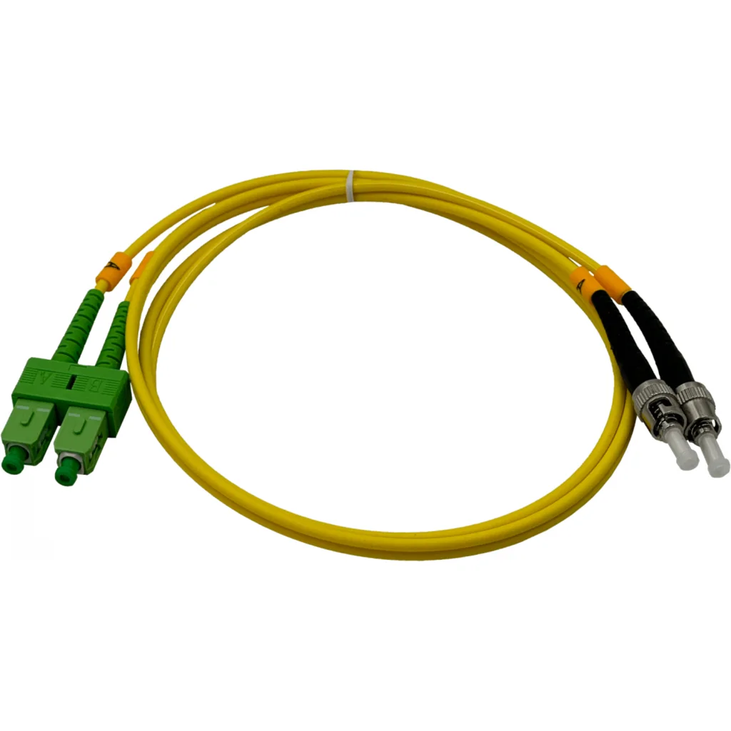 1mt SC/APC-ST/UPC MonoModo SM Duplex Jumper Cable Fibra 9/125um 3mm