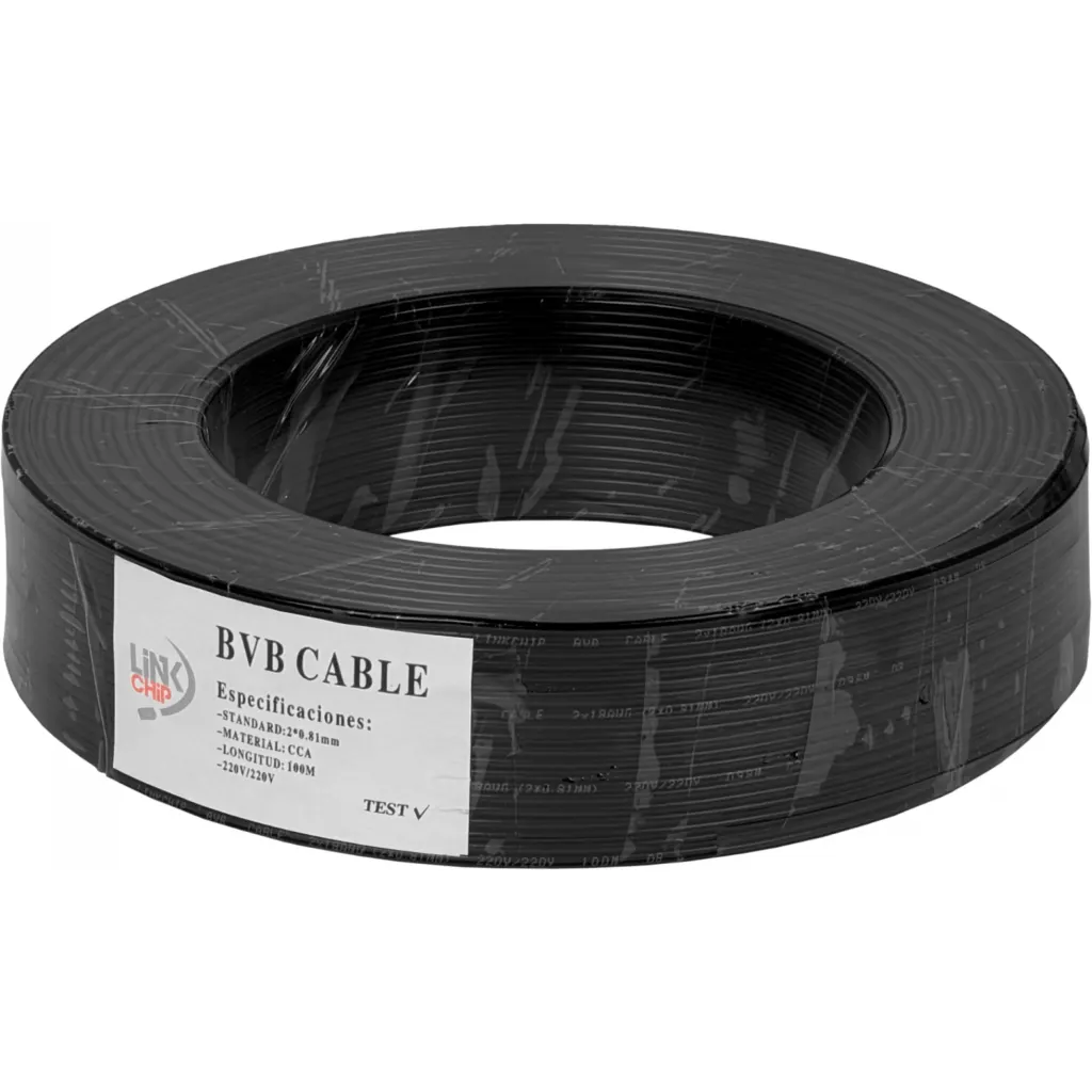 2x18AWG CCA 100mt Unifilar Negro Paralelo Cable Acometida 2x0,81mm2
